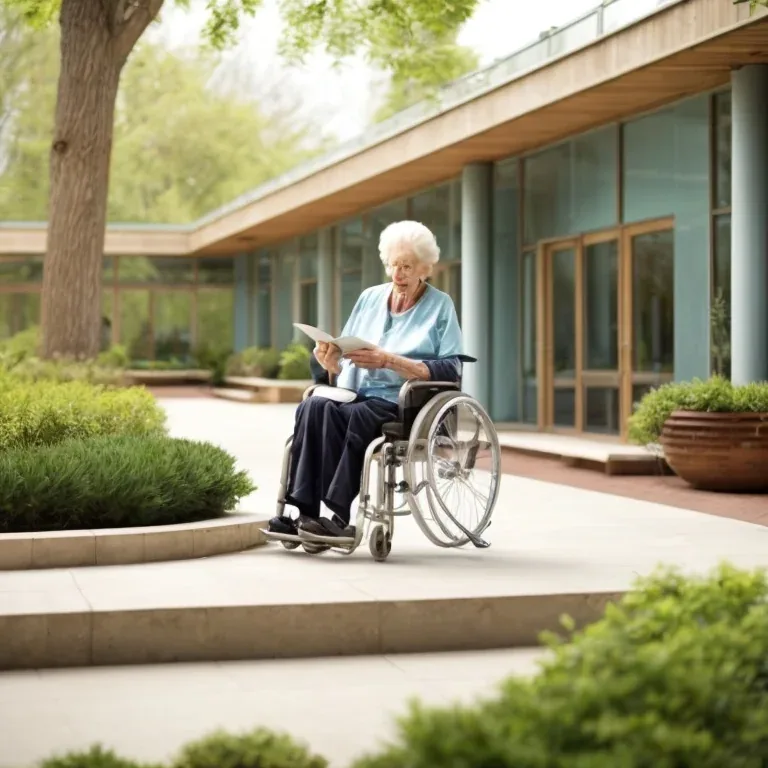 Seniorin und Betreuerin beim Spaziergang im Kurpark